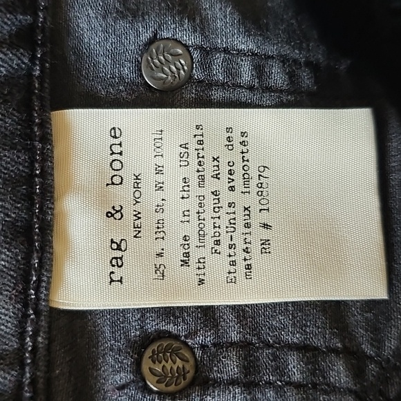 Rag & Bone High Rise Skinny Jeans Distressed Knees/Raw Hem Dark Gray Siz… - Picture 12 of 13